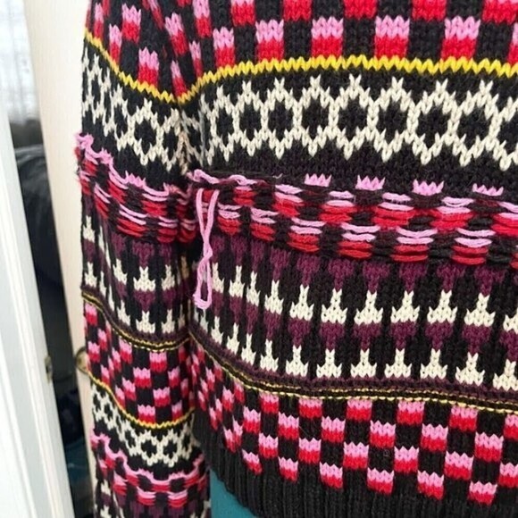 Zara Jacquard Chunky Cable Knit  Cropped Pocket Button Winter Cardigan Sweater - Picture 9 of 12